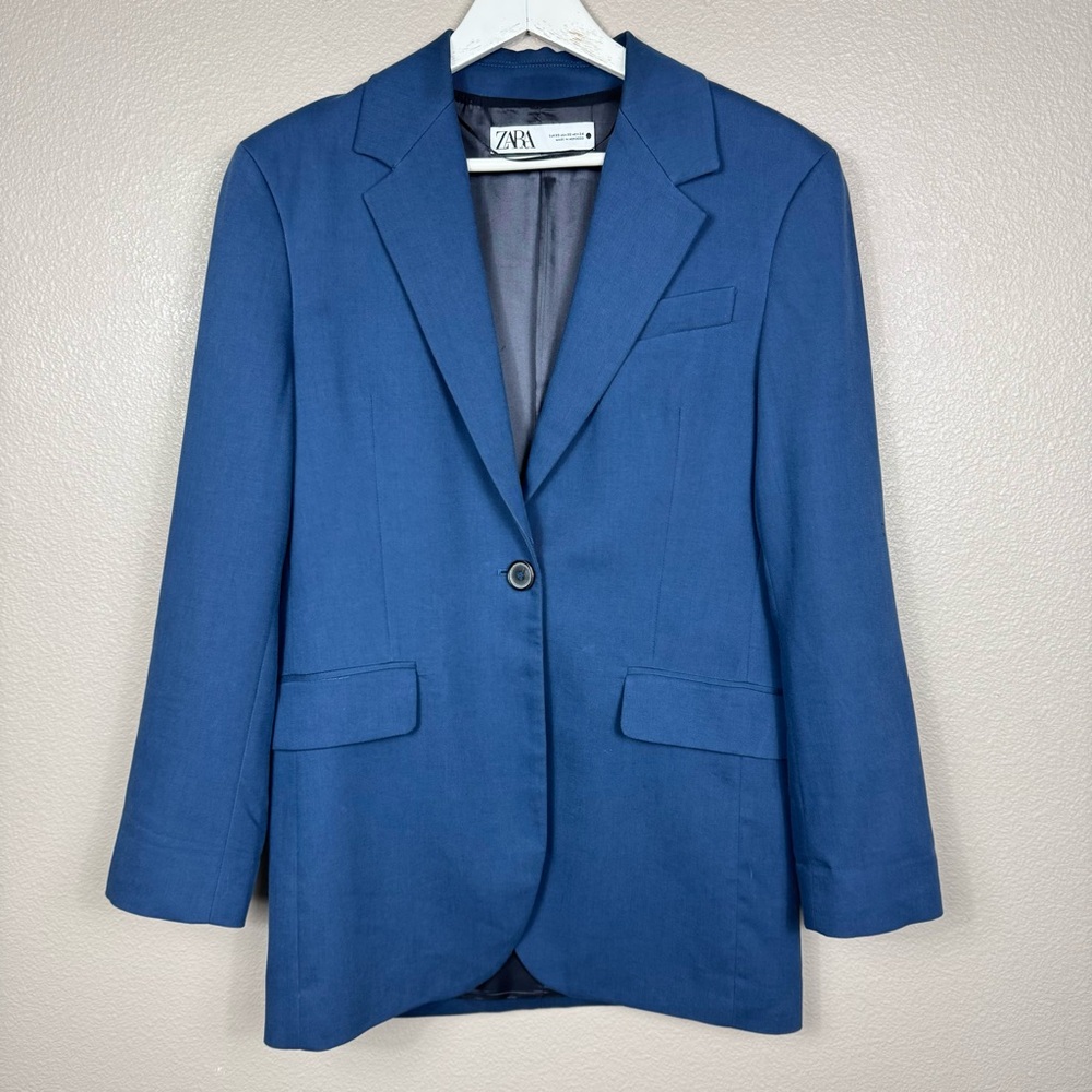 Zara Blazer Navy‎ Blue Oversized Boxy Fit XS G